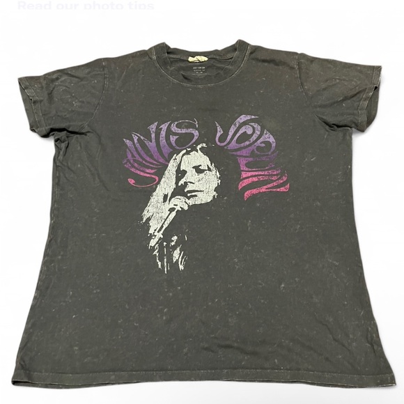 Cotton On Black Janis Joplin Graphic Tee with Purple Design - Picture 1 of 6